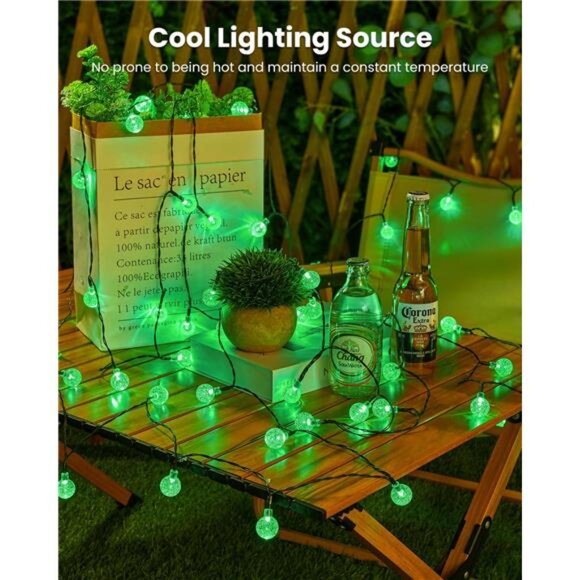 Solar String Lights Outdoor 60 Led 35.6Feet Crystal Globe Lights with 8 Lighting - Picture 3 of 7
